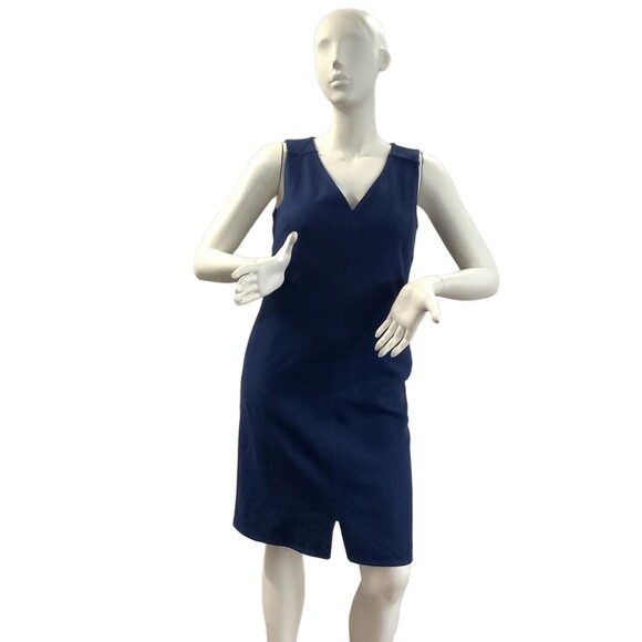 Talbots Dresses & Skirts - Talbots Dress 12 Blue Career Sheath Sleeveless V-neck Slit Front